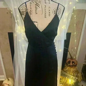 Madewell Satin Side Button Wrap Cami Dress. True Black. Size 00. NWT.